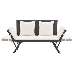 vidaXL Garden Bench with Cushions Black 176 cm Poly Rattan 6