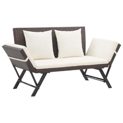 vidaXL Garden Bench with Cushions Brown 176 cm Poly Rattan 2