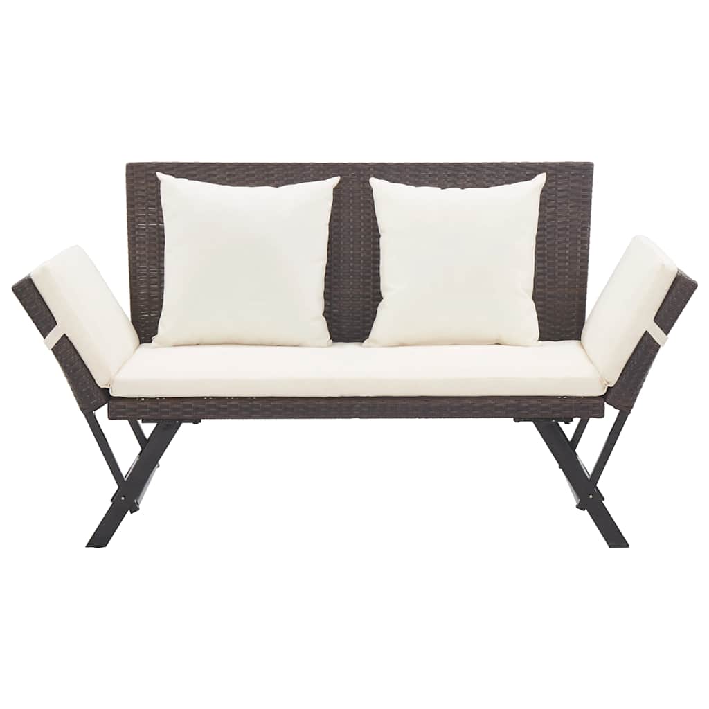 vidaXL Garden Bench with Cushions Brown 176 cm Poly Rattan 3