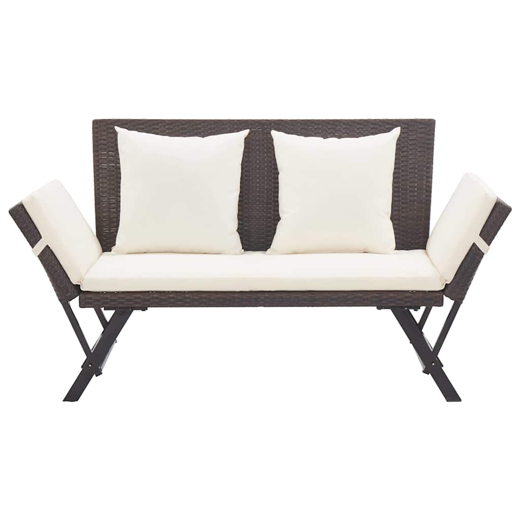 Garden Bench with Cushions 176 cm Poly Rattan