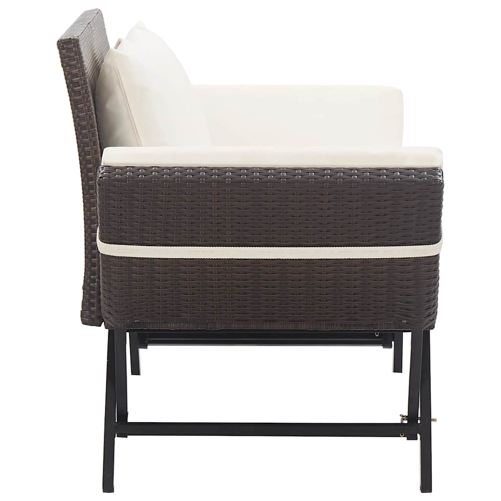 vidaXL Garden Bench with Cushions Brown 176 cm Poly Rattan 4