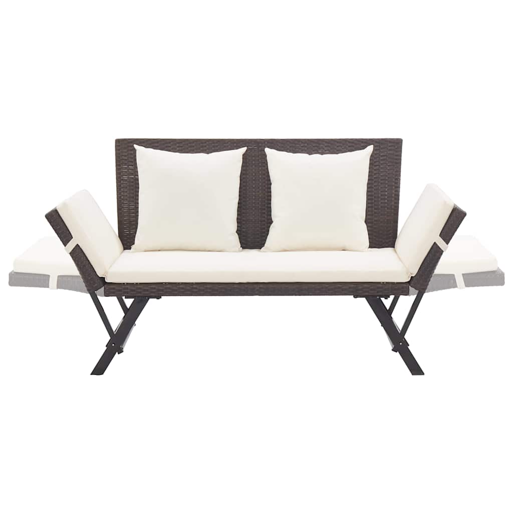 vidaXL Garden Bench with Cushions Brown 176 cm Poly Rattan 6