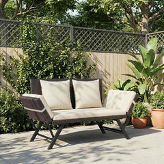 vidaXL Garden Bench with Cushions Brown 176 cm Poly Rattan 1