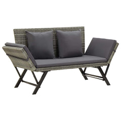 vidaXL Garden Bench with Cushions Grey 176 cm Poly Rattan 2