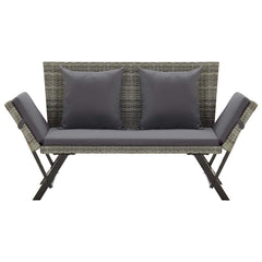 vidaXL Garden Bench with Cushions Grey 176 cm Poly Rattan 3