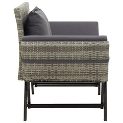 vidaXL Garden Bench with Cushions Grey 176 cm Poly Rattan 4