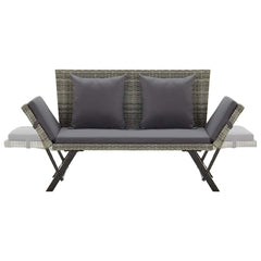 vidaXL Garden Bench with Cushions Grey 176 cm Poly Rattan 6