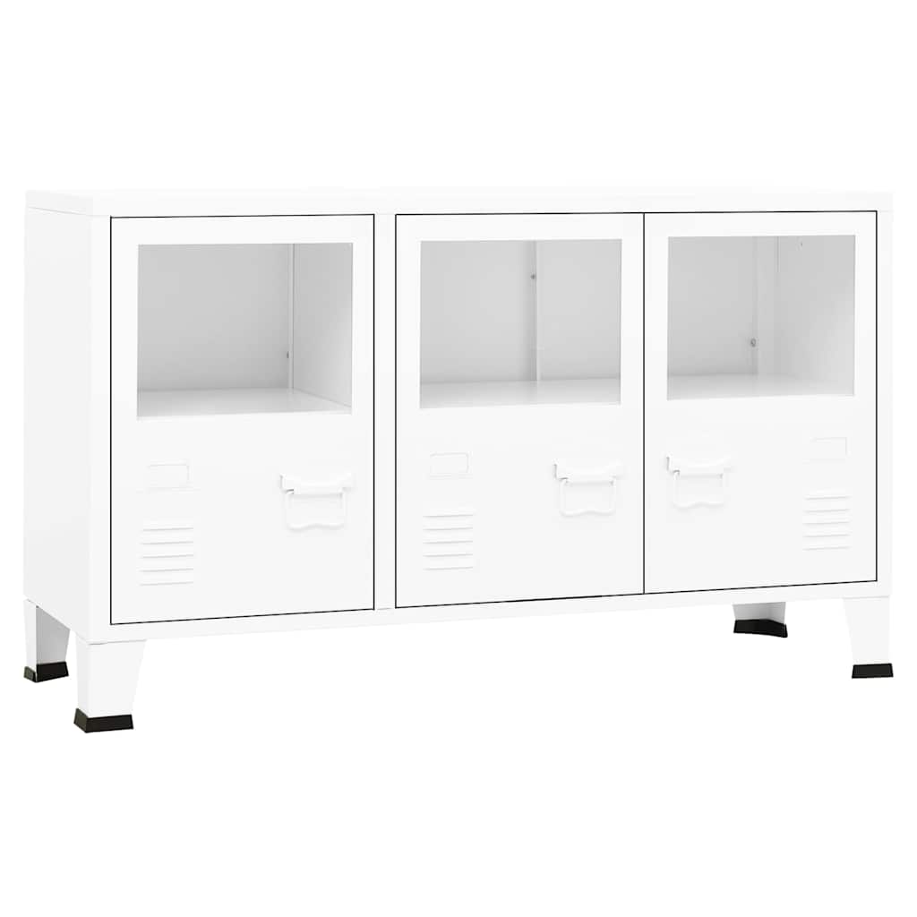vidaXL Sideboard | White | Metal and Glass | Medium | Shelving | Sideboard 2