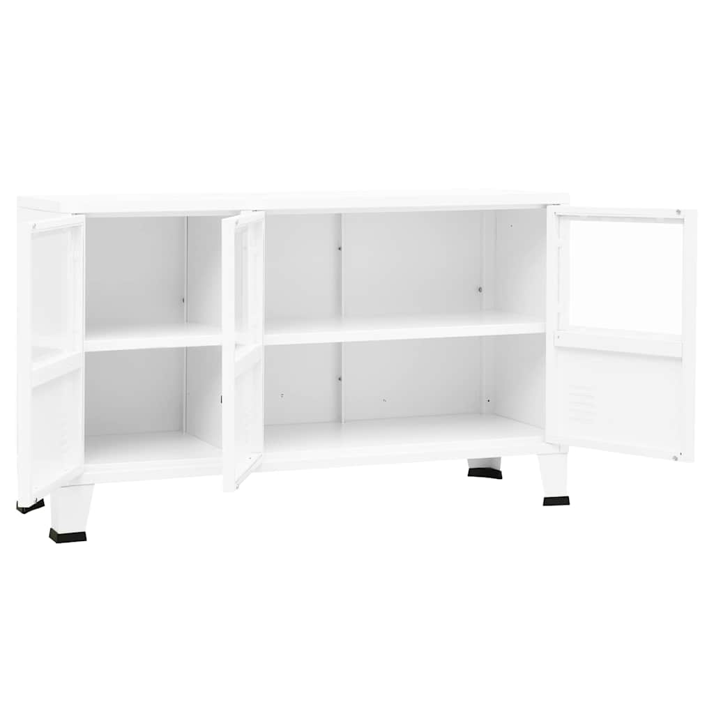 vidaXL Sideboard | White | Metal and Glass | Medium | Shelving | Sideboard 6