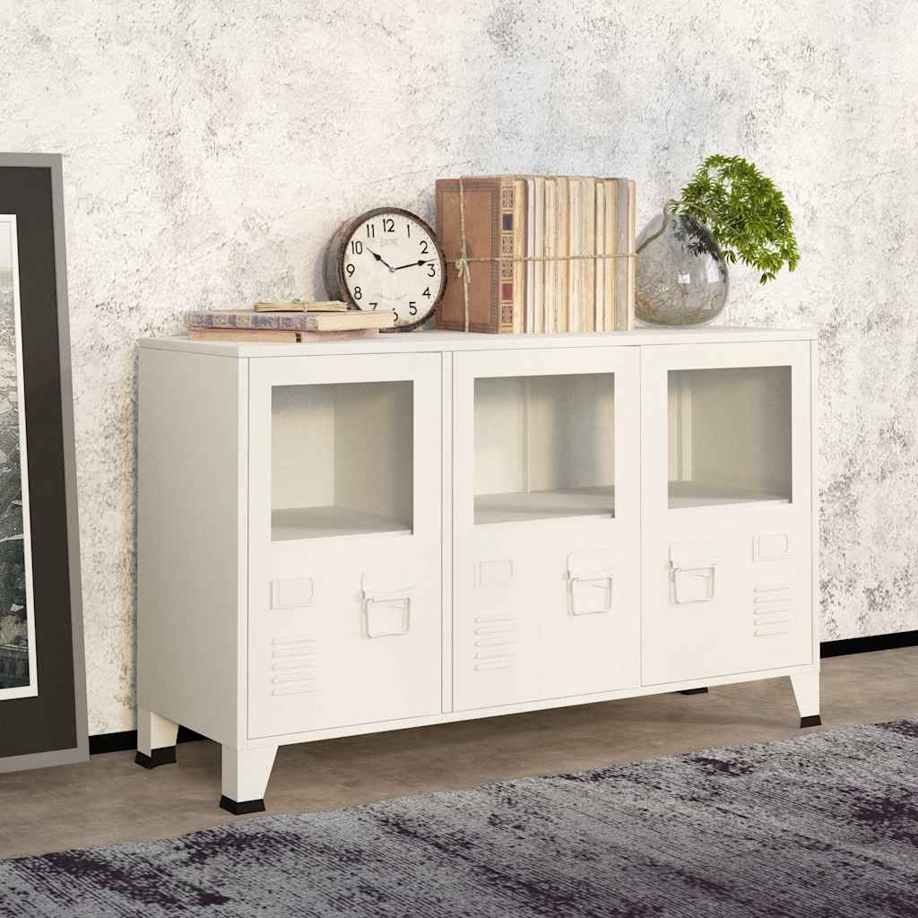 vidaXL Sideboard | White | Metal and Glass | Medium | Shelving | Sideboard 1