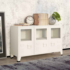 vidaXL Sideboard | White | Metal and Glass | Medium | Shelving | Sideboard 1
