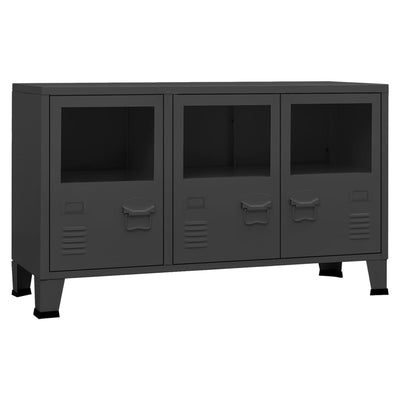 Industrial Sideboard Anthracite 105x35x62 cm Metal and Glass