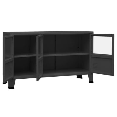 Industrial Sideboard Anthracite 105x35x62 cm Metal and Glass