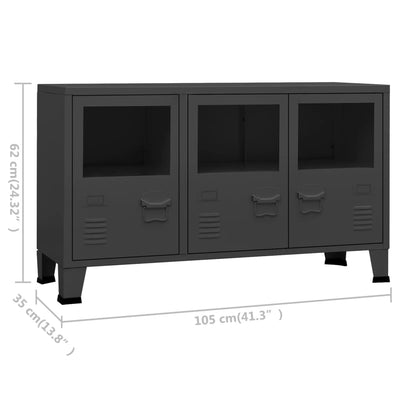 Industrial Sideboard Anthracite 105x35x62 cm Metal and Glass