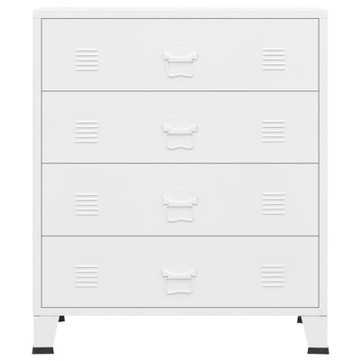 Industrial Drawer Cabinet White 78x40x93 cm Metal