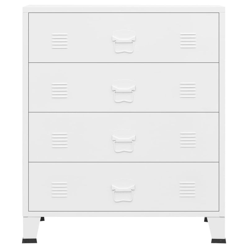 Industrial Drawer Cabinet White 78x40x93 cm Metal