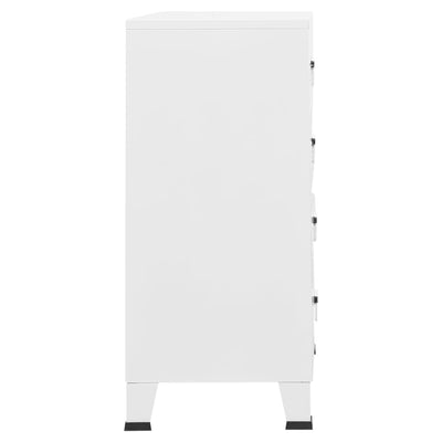 Industrial Drawer Cabinet White 78x40x93 cm Metal