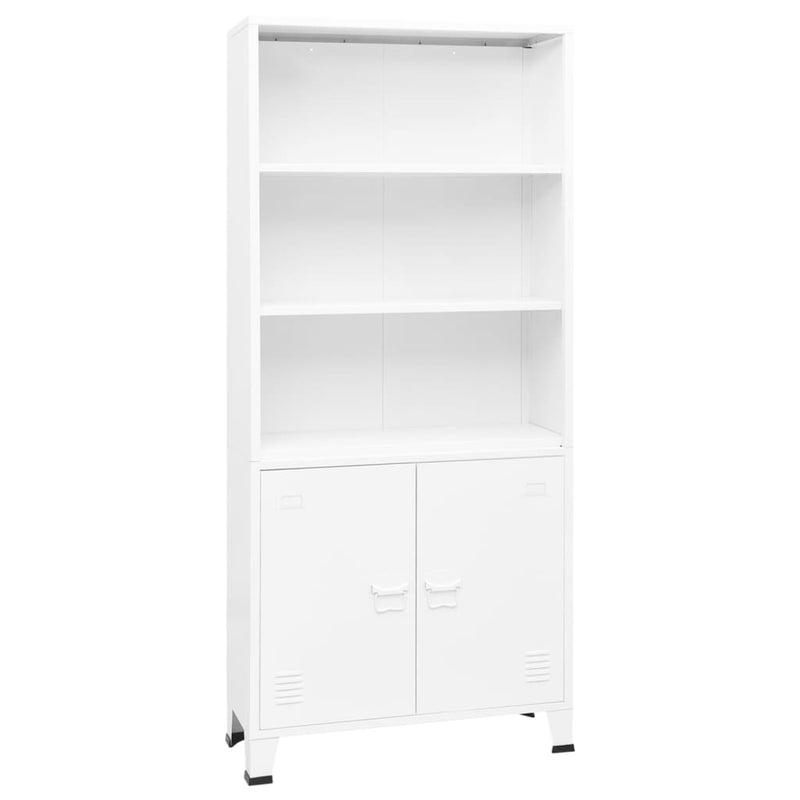 Industrial Bookshelf White 80x32x180 cm Steel