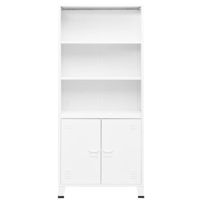 Industrial Bookshelf White 80x32x180 cm Steel