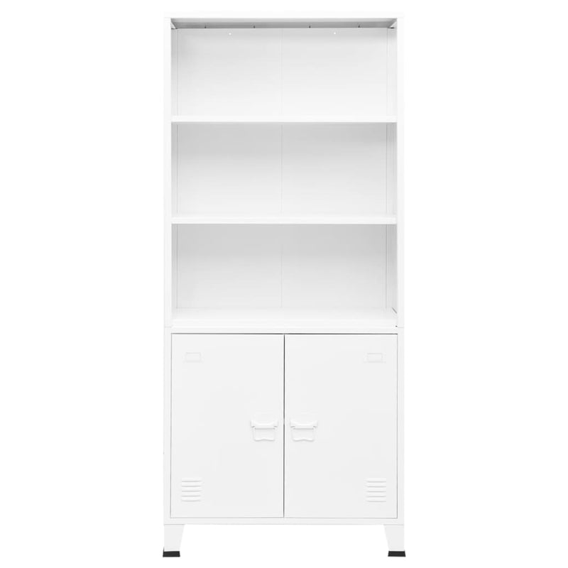 Industrial Bookshelf White 80x32x180 cm Steel