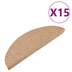 136388 vidaXL Stair Mats Self-adhesive 15 pcs 56x17x3 cm Beige 2