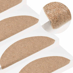 136388 vidaXL Stair Mats Self-adhesive 15 pcs 56x17x3 cm Beige 1
