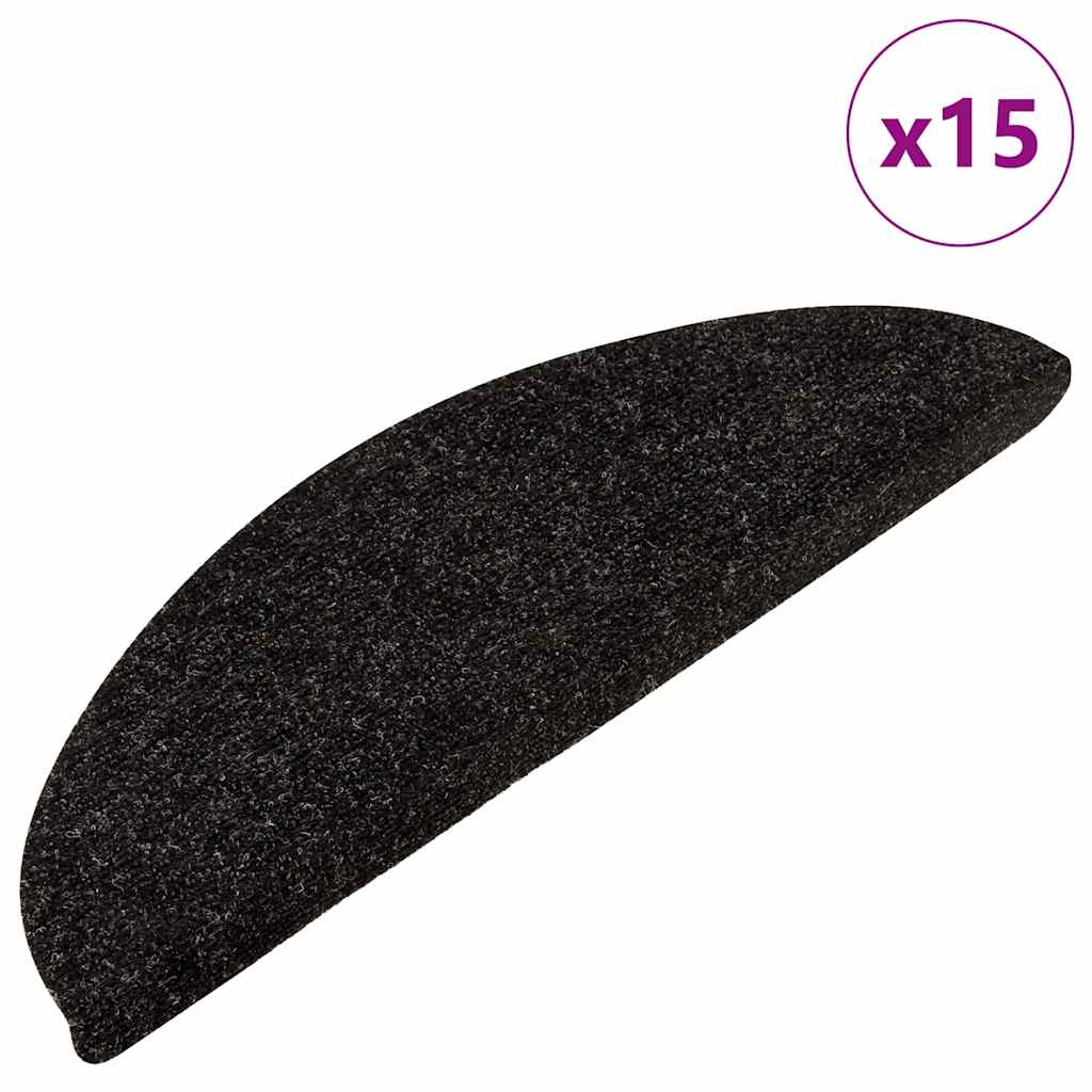 136389 vidaXL Stair Mats Self-adhesive 15 pcs 56x17x3 cm Anthracite 2