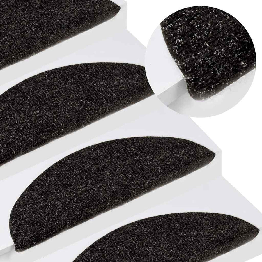 136389 vidaXL Stair Mats Self-adhesive 15 pcs 56x17x3 cm Anthracite 1