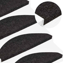 136395 vidaXL Stair Mats Self-adhesive 15 pcs 65x22,5x3,5 cm Anthracite 1