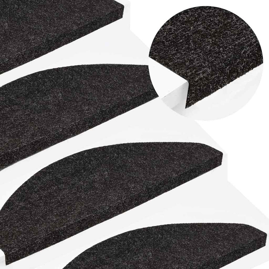 136395 vidaXL Stair Mats Self-adhesive 15 pcs 65x22,5x3,5 cm Anthracite 1