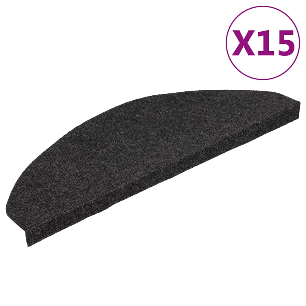 136396 vidaXL Stair Mats Self-adhesive 15 pcs 65x22,5x3,5 cm Black 2