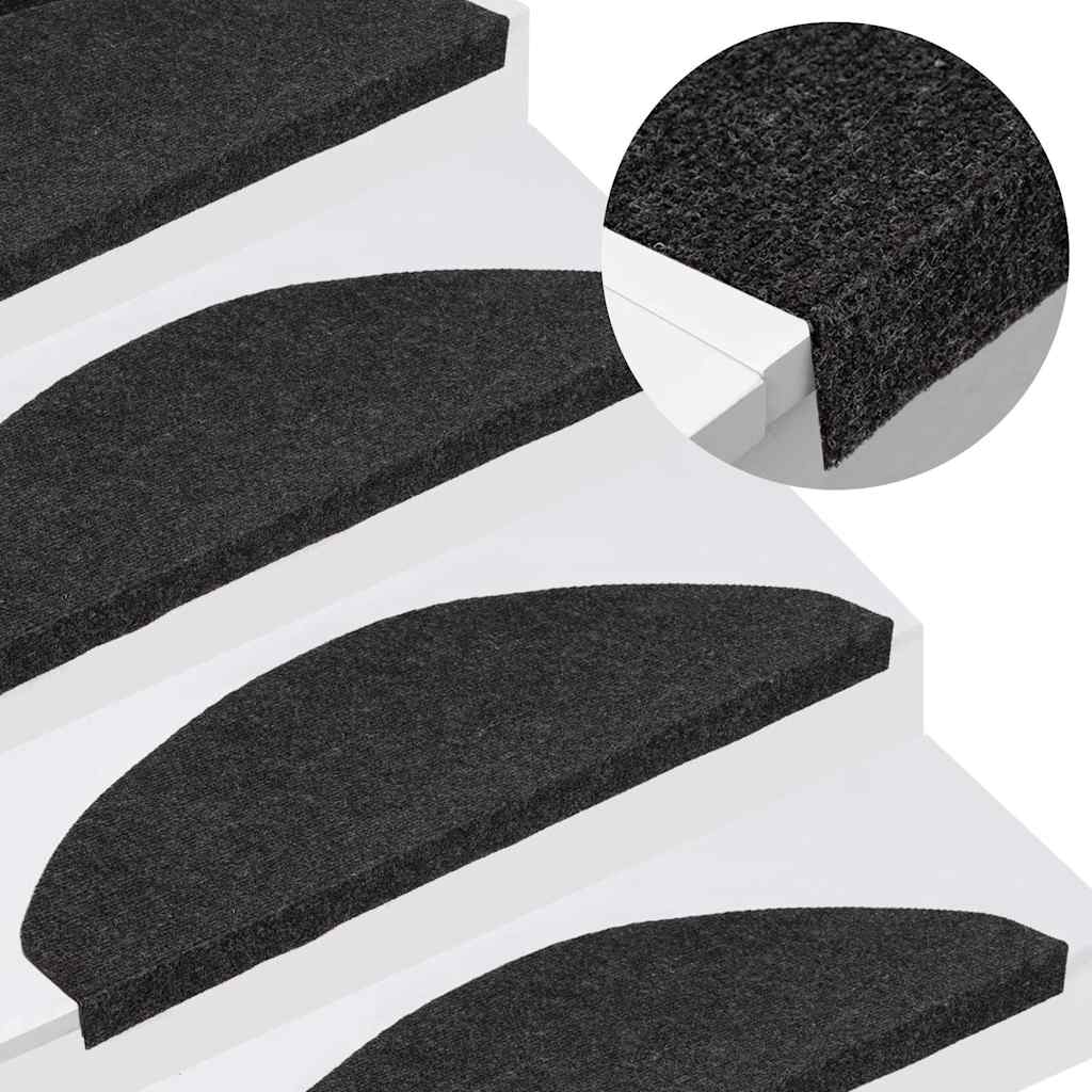 136396 vidaXL Stair Mats Self-adhesive 15 pcs 65x22,5x3,5 cm Black 1