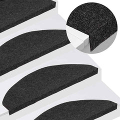 136396 vidaXL Stair Mats Self-adhesive 15 pcs 65x22,5x3,5 cm Black 1
