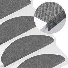 136397 vidaXL Stair Mats Self-adhesive 15 pcs 65x22,5x3,5 cm Grey 1