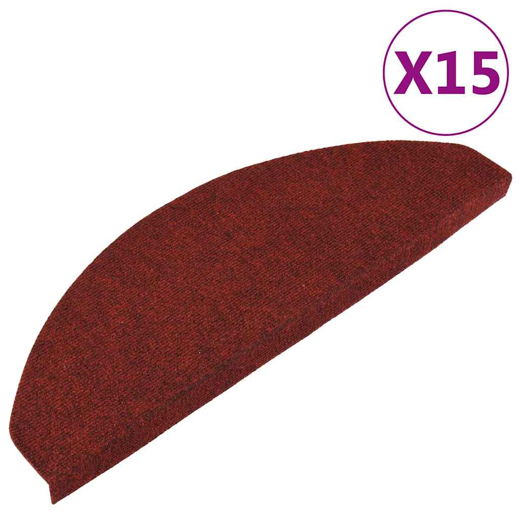 136398 vidaXL Stair Mats Self-adhesive 15 pcs 65x22,5x3,5 cm Red 2