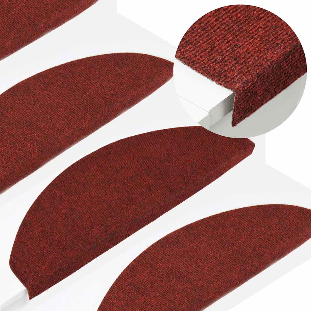 136398 vidaXL Stair Mats Self-adhesive 15 pcs 65x22,5x3,5 cm Red 1
