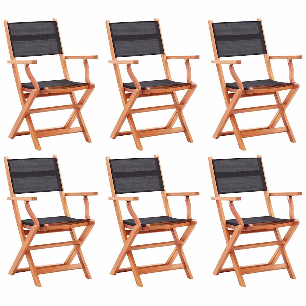 Folding Chairs Solid Eucalyptus Wood&Textilene 6