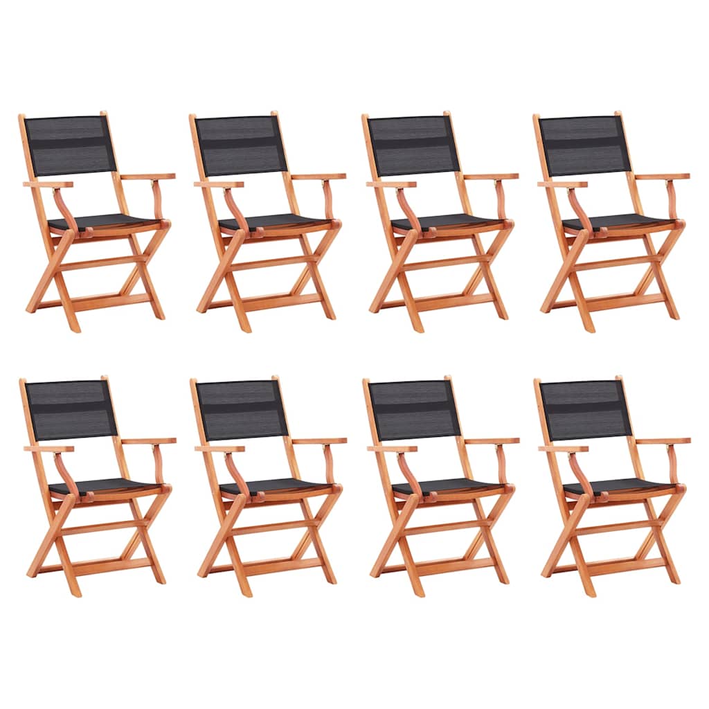 Folding Chairs Solid Eucalyptus Wood&Textilene 8