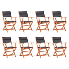 Folding Chairs Solid Eucalyptus Wood&Textilene 8