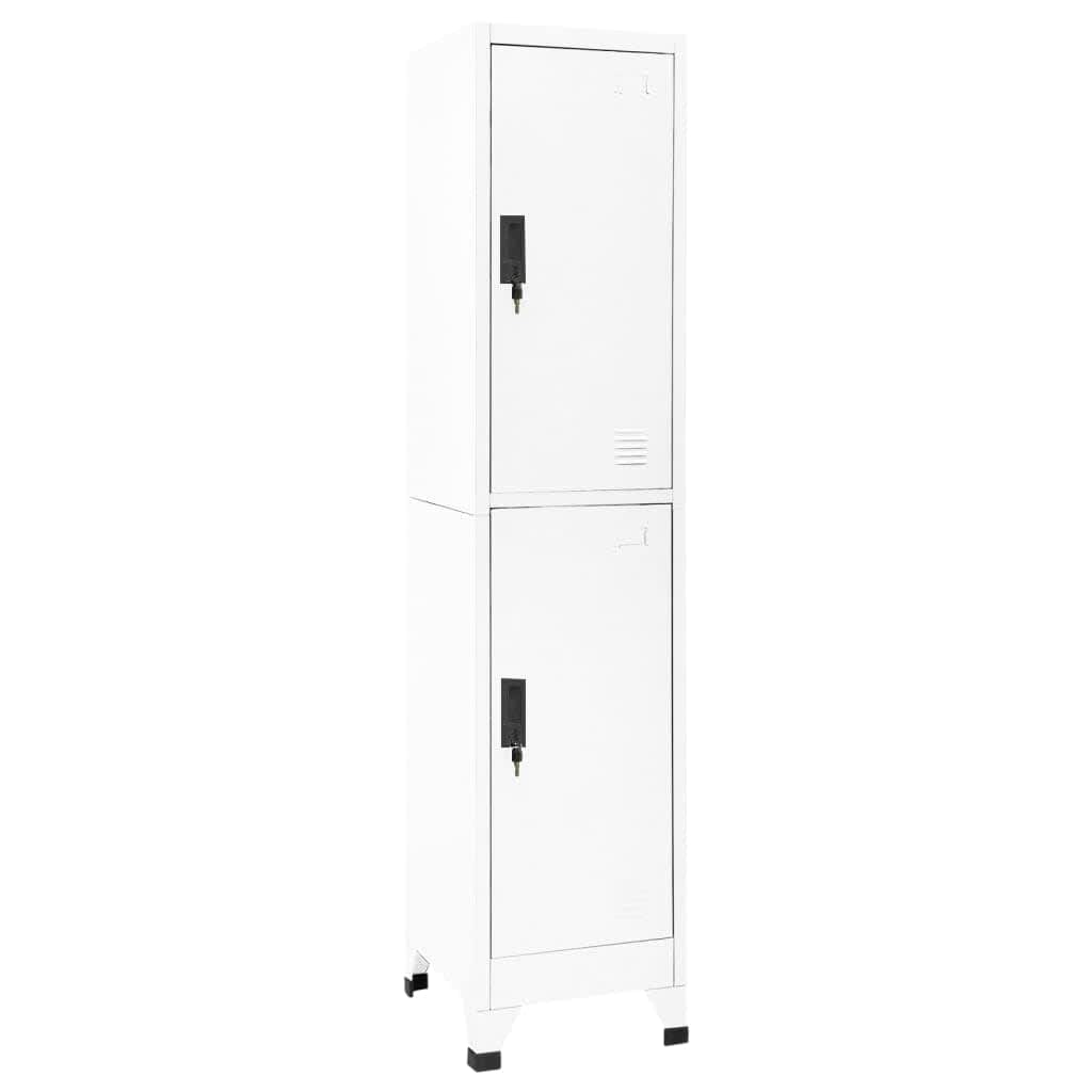 Locker Cabinet 38x45x180 cm Steel White With 2 lockers