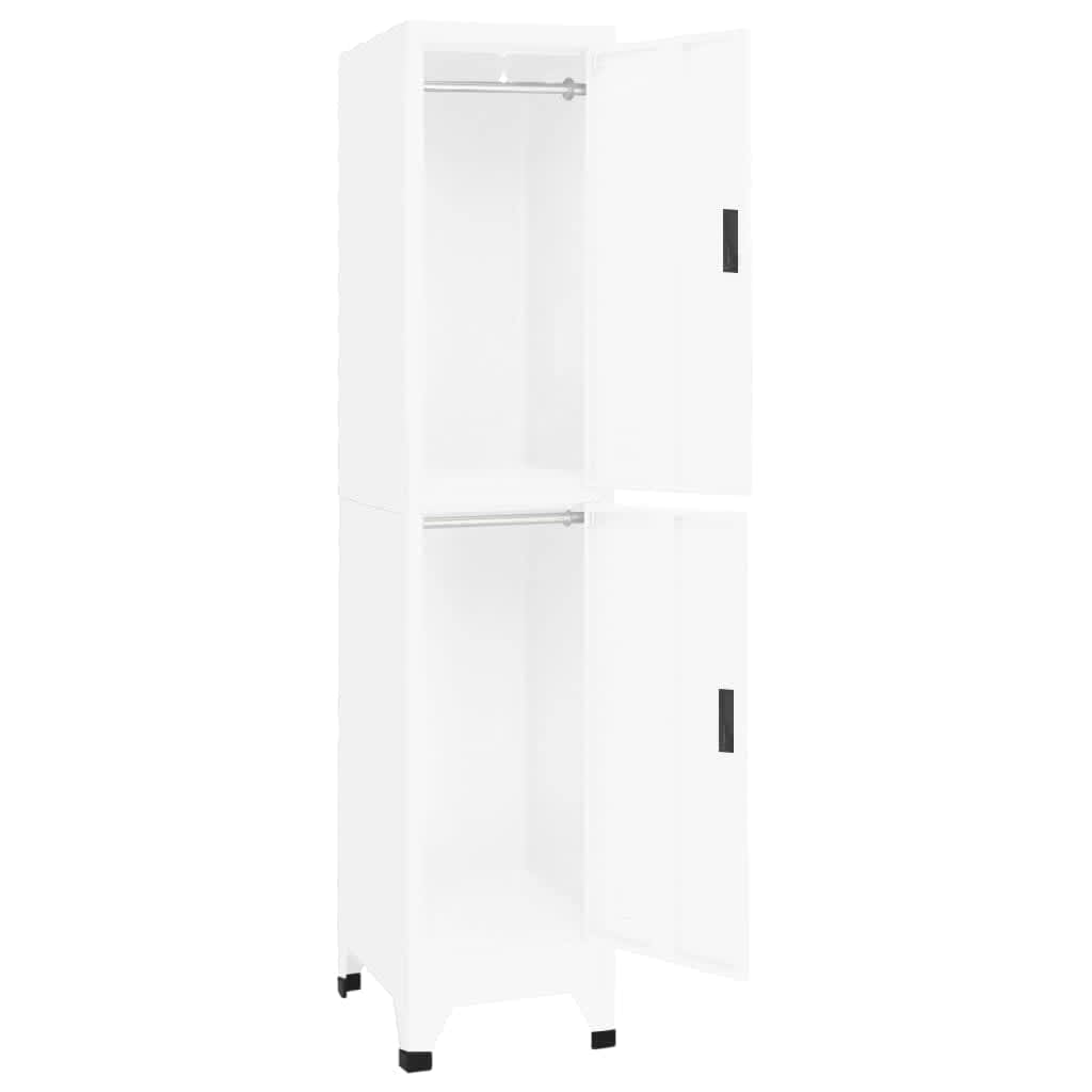 Locker Cabinet 38x45x180 cm Steel White With 2 lockers