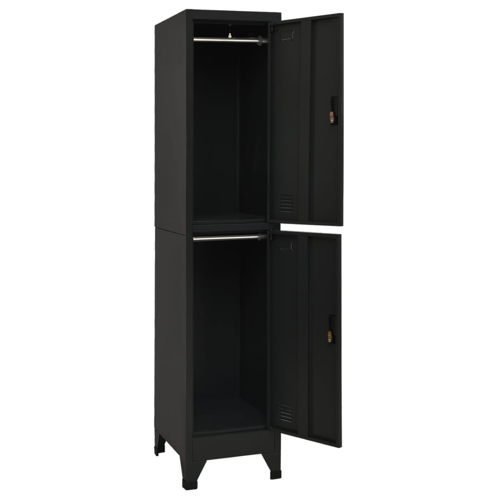 vidaXL Locker Cabinet Black 38x45x180 cm Steel 3