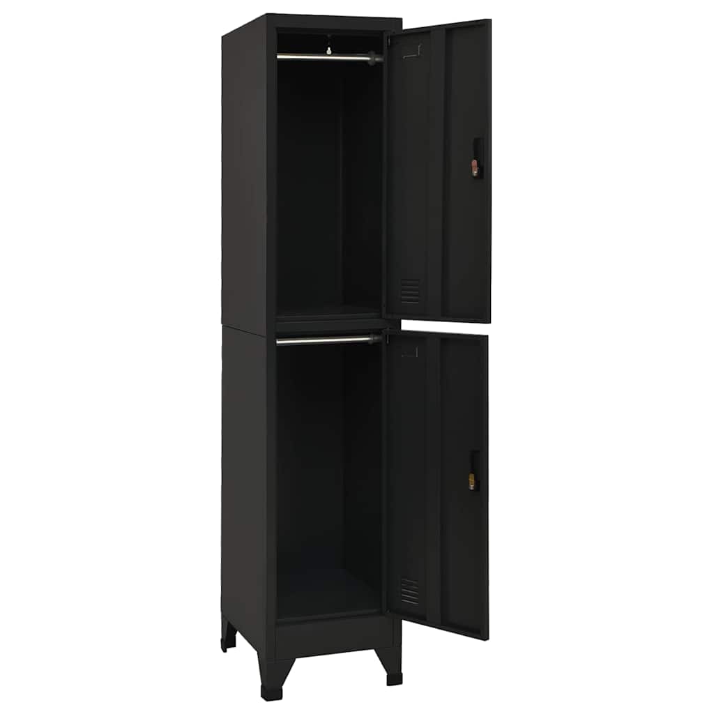 Locker Cabinet 38x45x180 cm Steel Black With 2 lockers