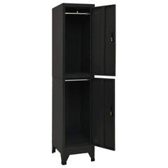 Locker Cabinet 38x45x180 cm Steel Black With 2 lockers