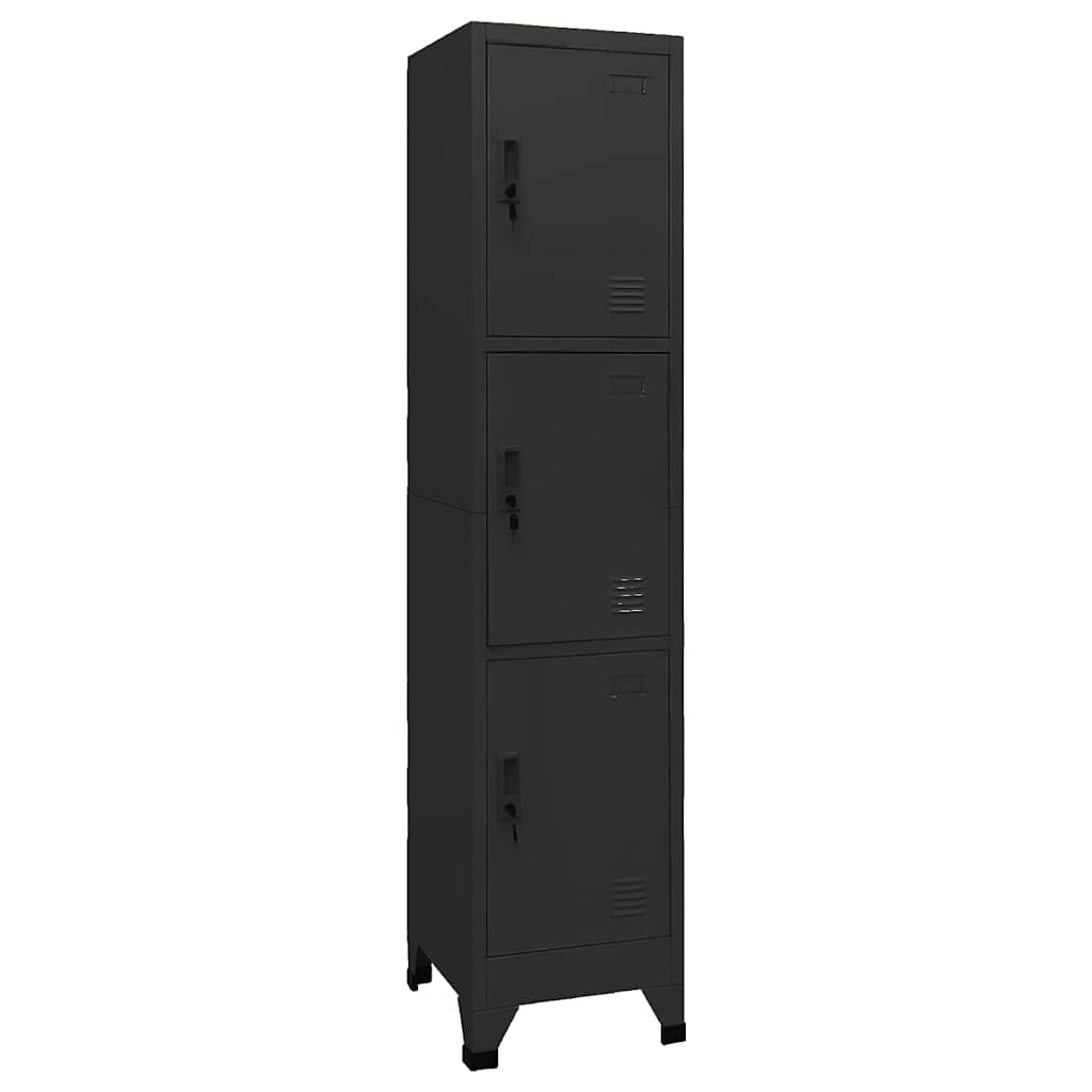 vidaXL Locker Cabinet 38x45x180 cm Steel Black