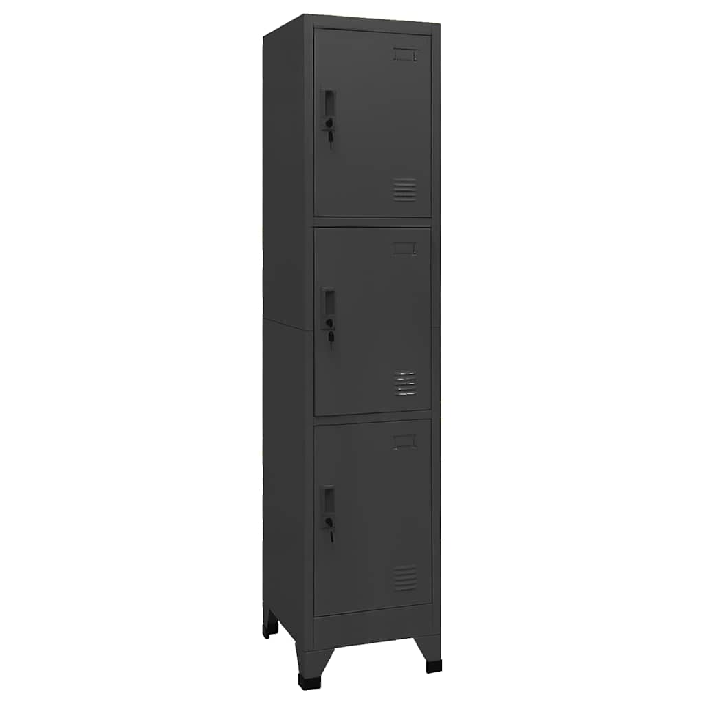 Locker Cabinet 38x45x180 cm Steel Anthracite With 3 lockers