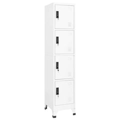 Locker Cabinet 38x45x180 cm Steel White With 4 lockers