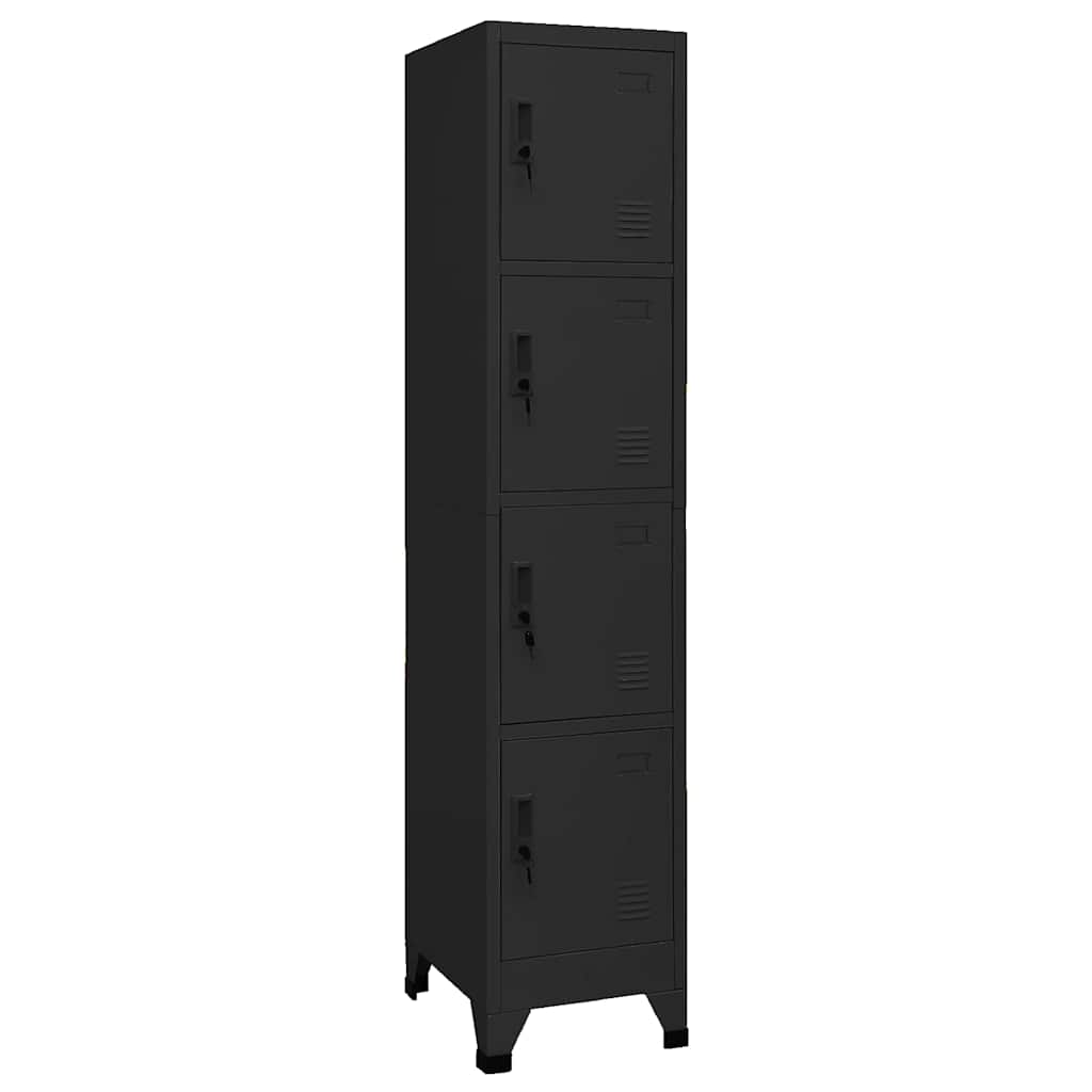 vidaXL Locker Cabinet 38x45x180 cm Steel Black