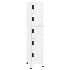 Locker Cabinet 38x45x180 cm Steel White With 5 lockers