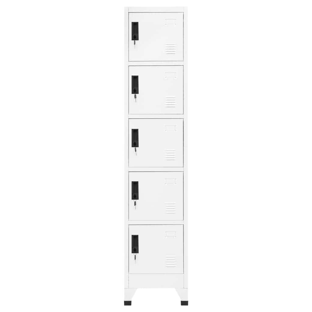 Locker Cabinet 38x45x180 cm Steel White With 5 lockers